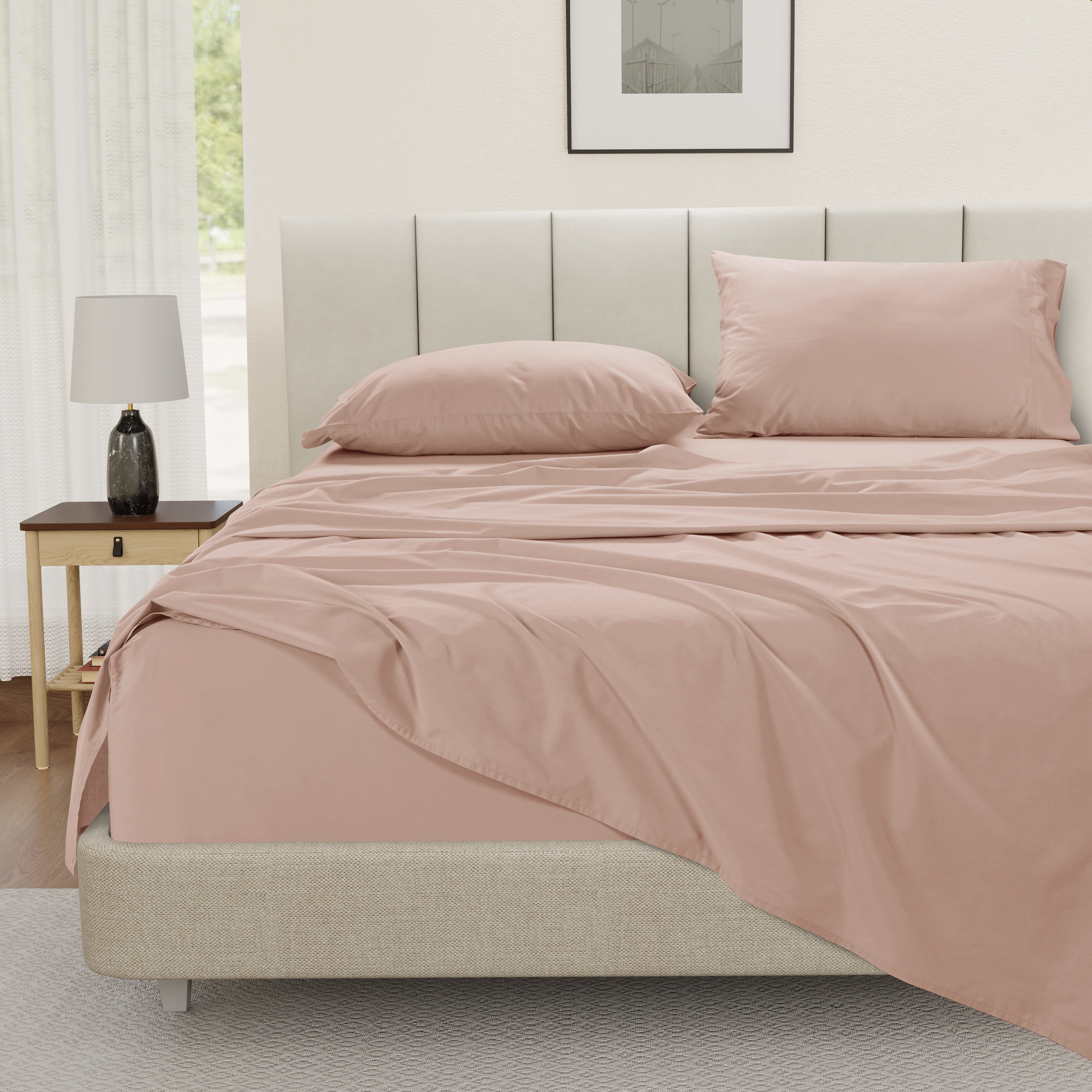100% Cotton Percale Sheet Set - Sepia Rose